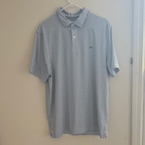 Men's Vineyard Vines Striped Polo Shirt - Blue